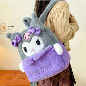 Kuromi Plush Backpack Hello Kitty Purple & Grey NWT
